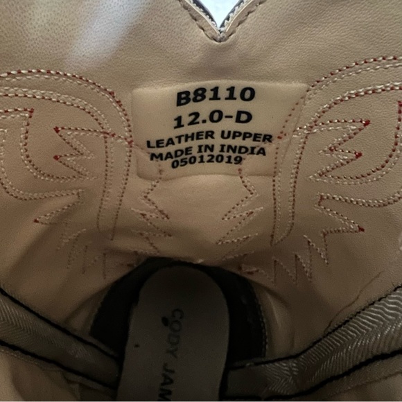 Old West Kids Boots Unisex-Child J Toe Western Black Leather pointed Boot Sz 12D - Picture 16 of 16